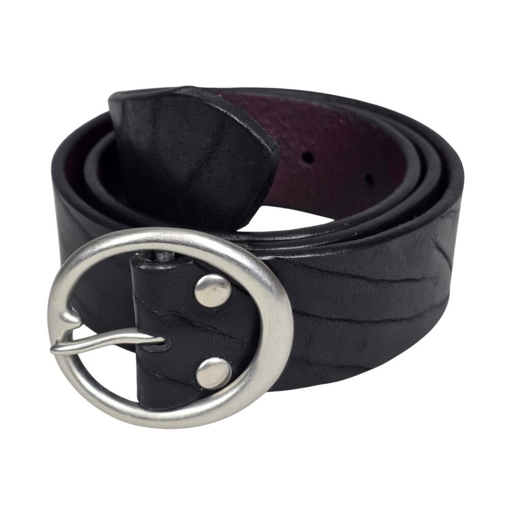 GAP 1969 GENUINE TEXTURED BLACK LEATHER BELT – SIZE S 30-34 – SOLID BRASS BUCKLE
